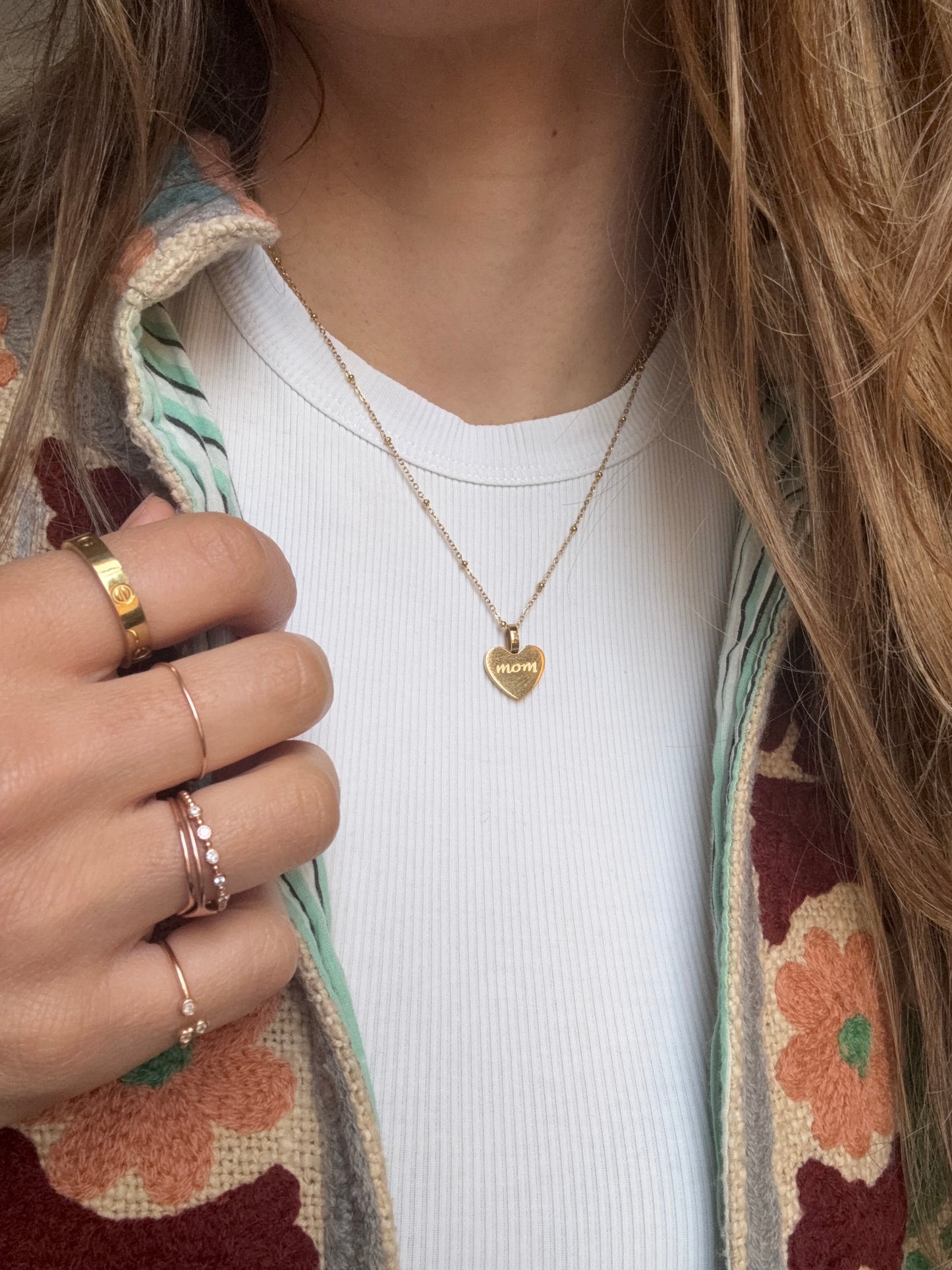 Collana cuoricino "MOM"