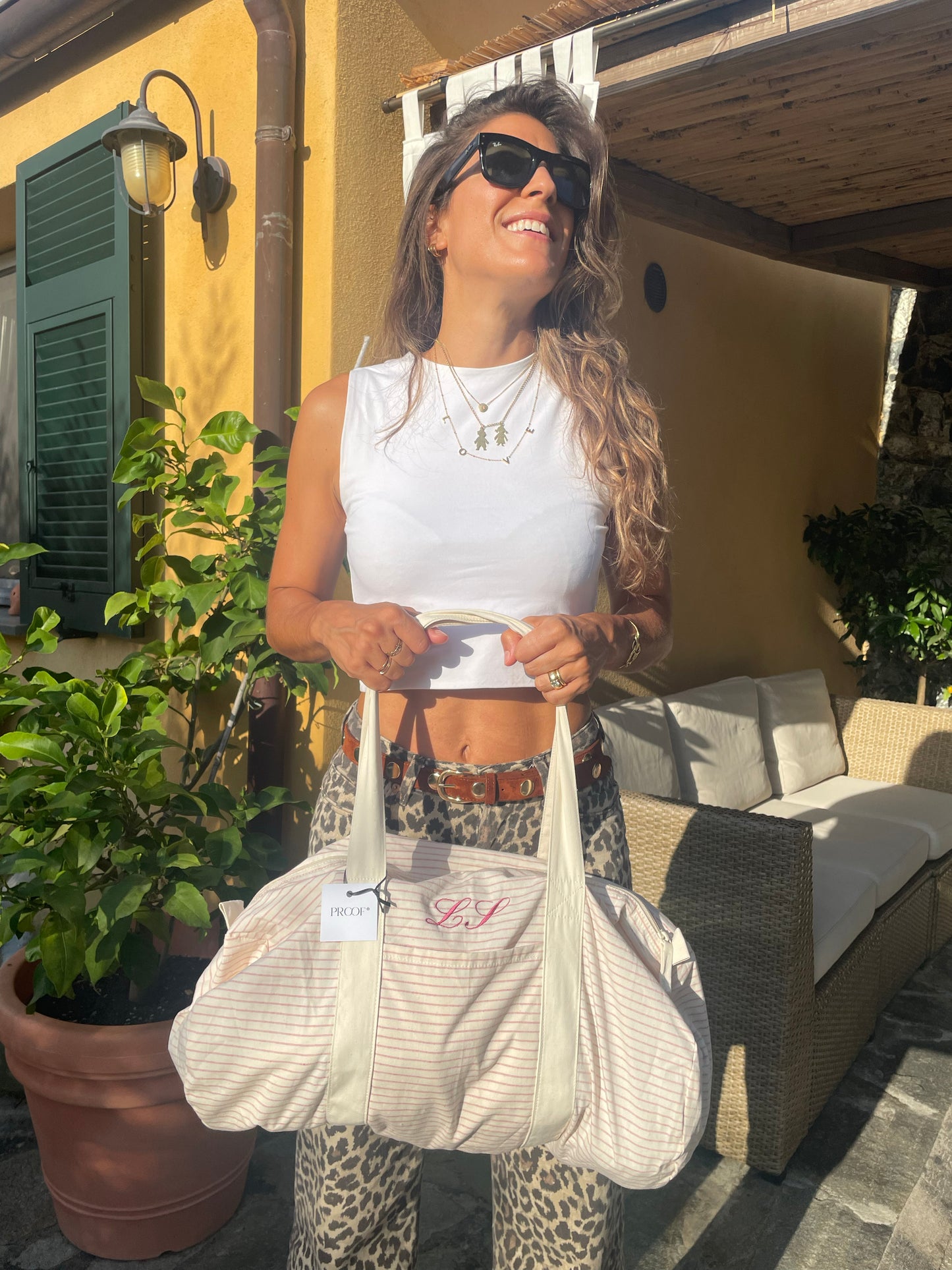 Sacca Marta a righe bordeaux