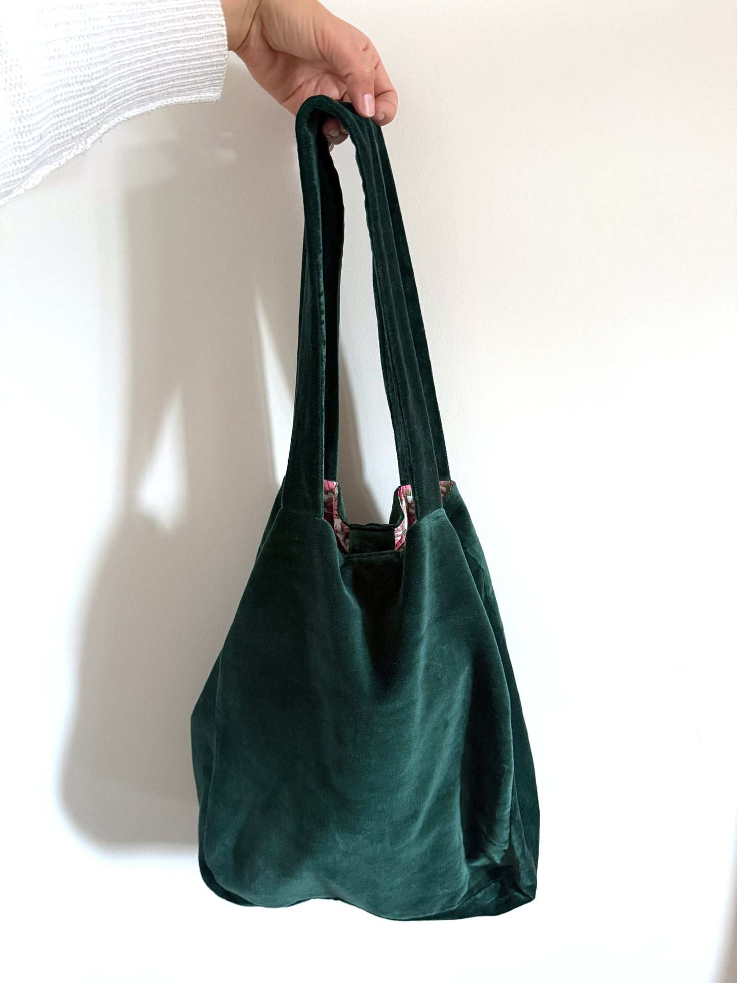 Shopper "Estella" in velluto verdone