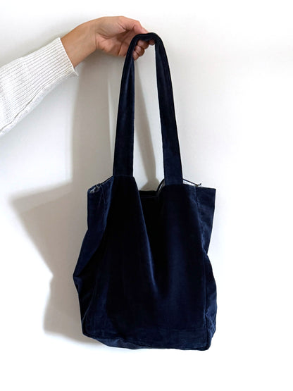 Shopper "Estella" in velluto blu