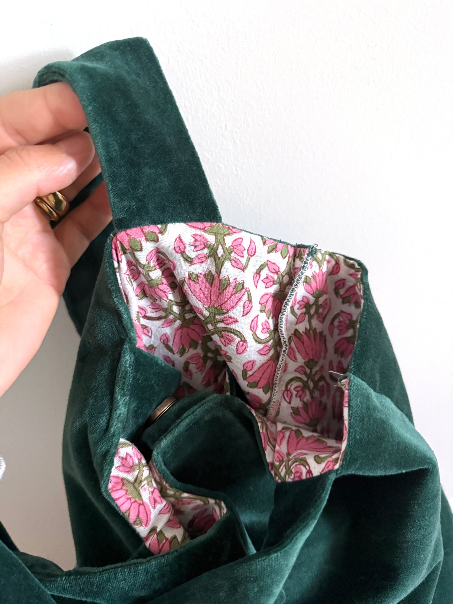 Shopper "Estella" in velluto verdone