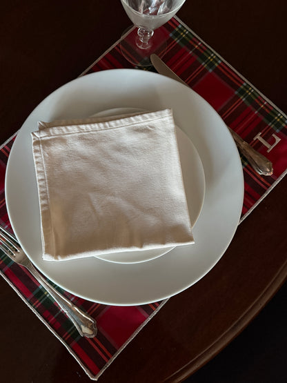 Set x2 tovagliette scozzese con iniziale (Xmas edition)