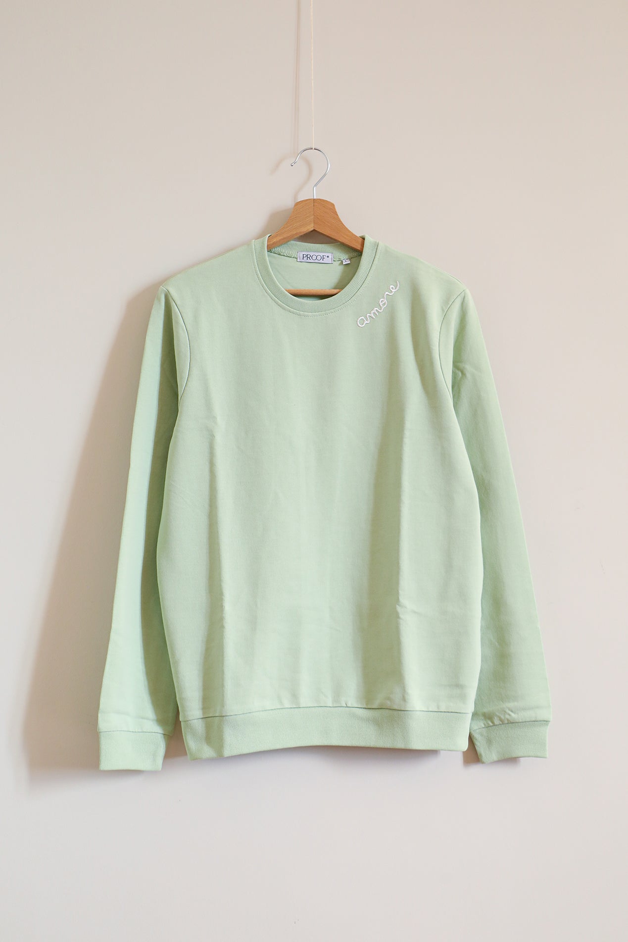 Felpa "Amore" color verde acqua