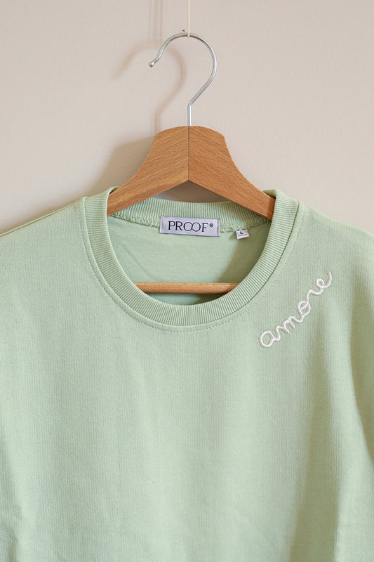 Felpa "Amore" color verde acqua