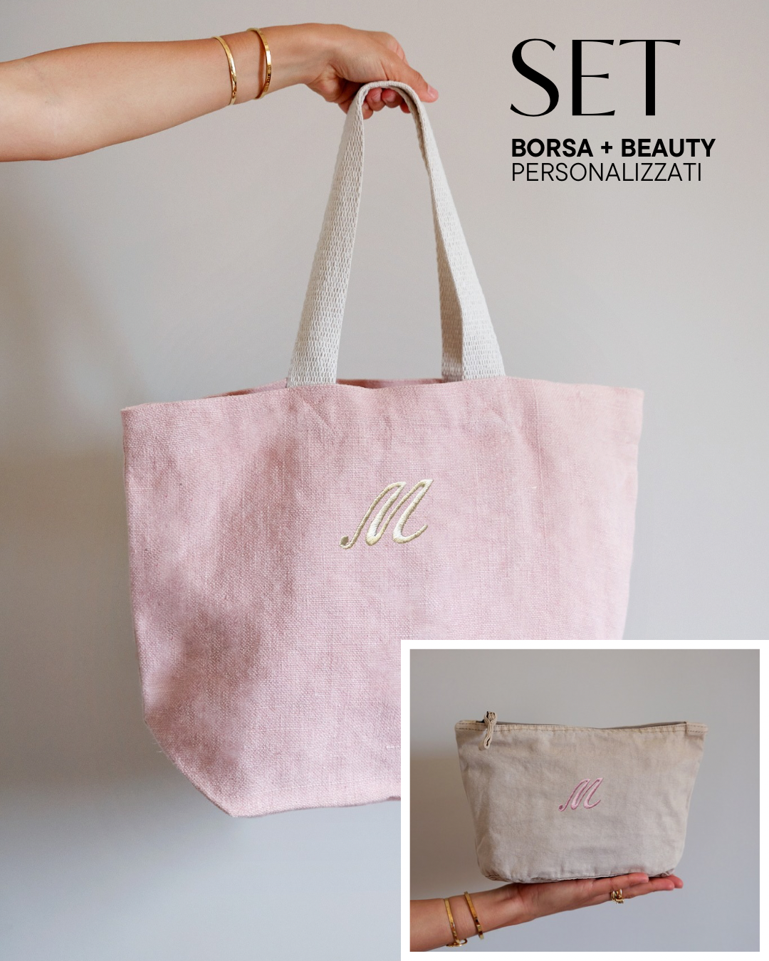 Set mare Borsa rosa + Beauty corda