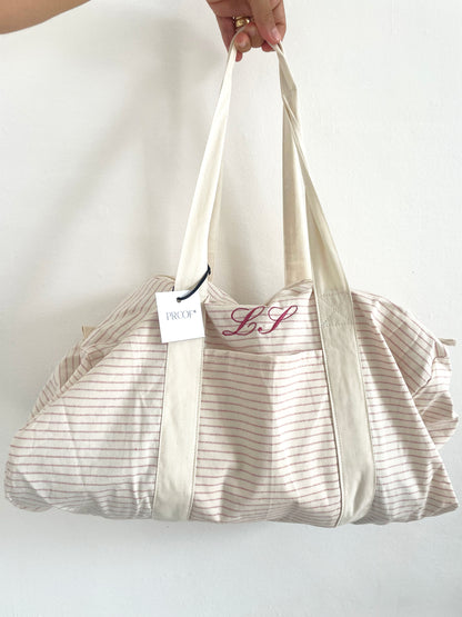 Set sacca righe bordeaux + beauty