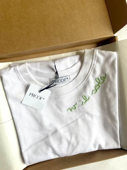 Tshirt "w il sole" ricamo verde acqua